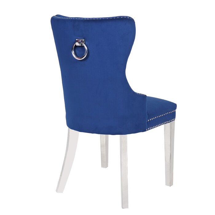 Galaxy Home Erica Stainless Steel Legs Dining Chair (Set of 2) in Blue - Vida Furniture (Laredo,TX)