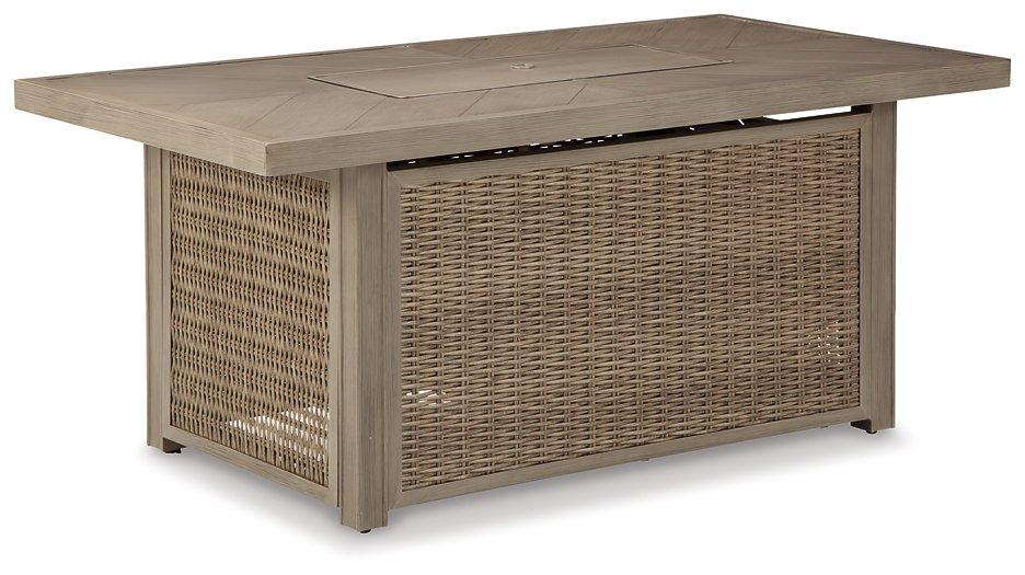 Beachcroft Beachcroft Fire Pit Table with Four Nuvella Swivel Lounge Chairs - Vida Furniture (Laredo,TX)