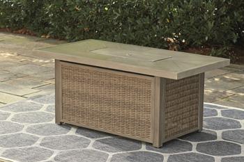 Beachcroft Beachcroft Fire Pit Table with Four Nuvella Swivel Lounge Chairs - Vida Furniture (Laredo,TX)