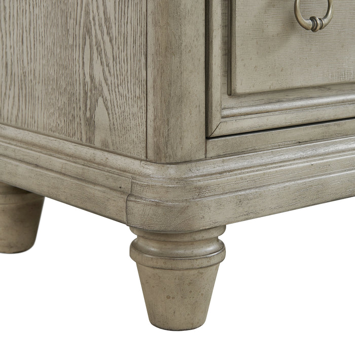 Whit-Ash 2-Drawer Nightstand with USB in Light Grey