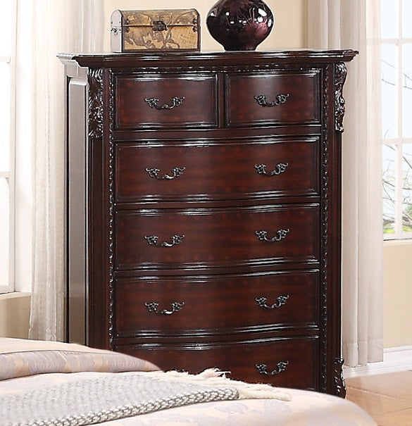 Crown Mark Furniture Sheffield 6-Drawer Chest in Dark Cherry - Vida Furniture (Laredo,TX)