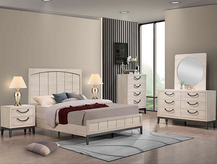Crown Mark Furniture Veda 2 Drawer Nightstand in Beige - Vida Furniture (Laredo,TX)