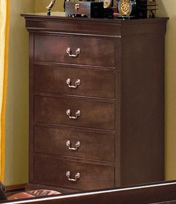 Crown Mark Furniture Louis Philip Drawer Chest in Dark Cherry - Vida Furniture (Laredo,TX)