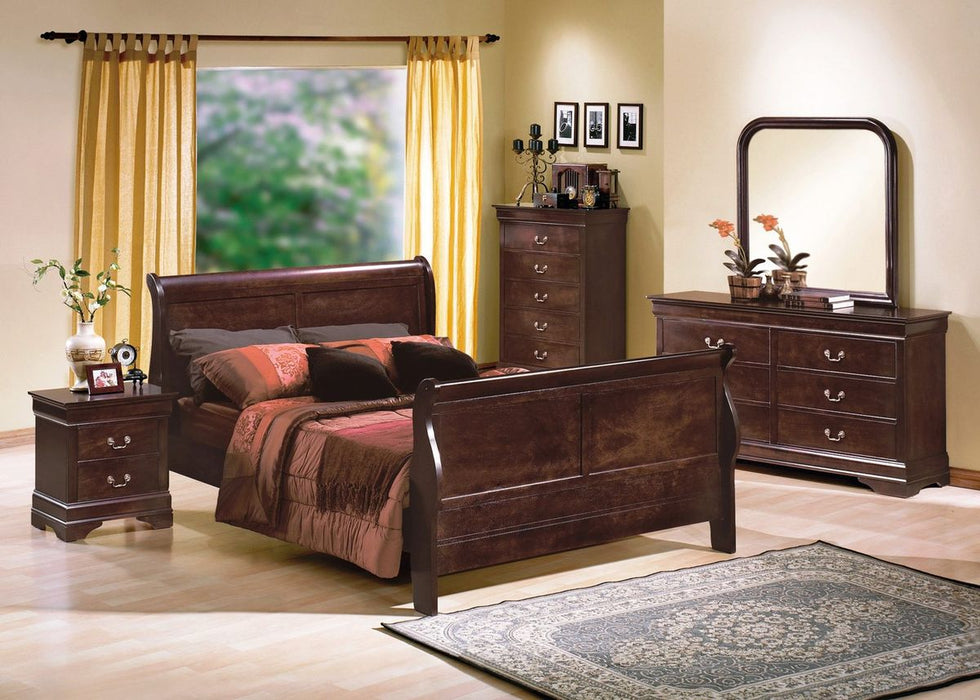 Crown Mark Furniture Louis Philip Queen Bed in Dark Cherry - Vida Furniture (Laredo,TX)