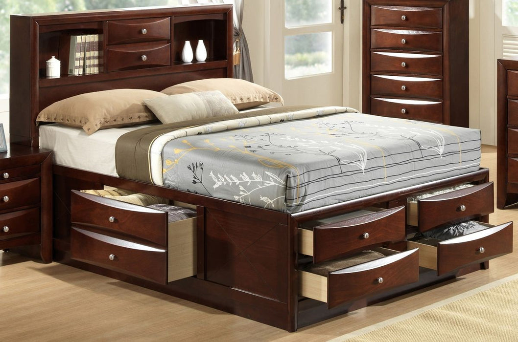 Crown Mark Furniture Emily Captain's King Bed in Rich Cherry - Vida Furniture (Laredo,TX)