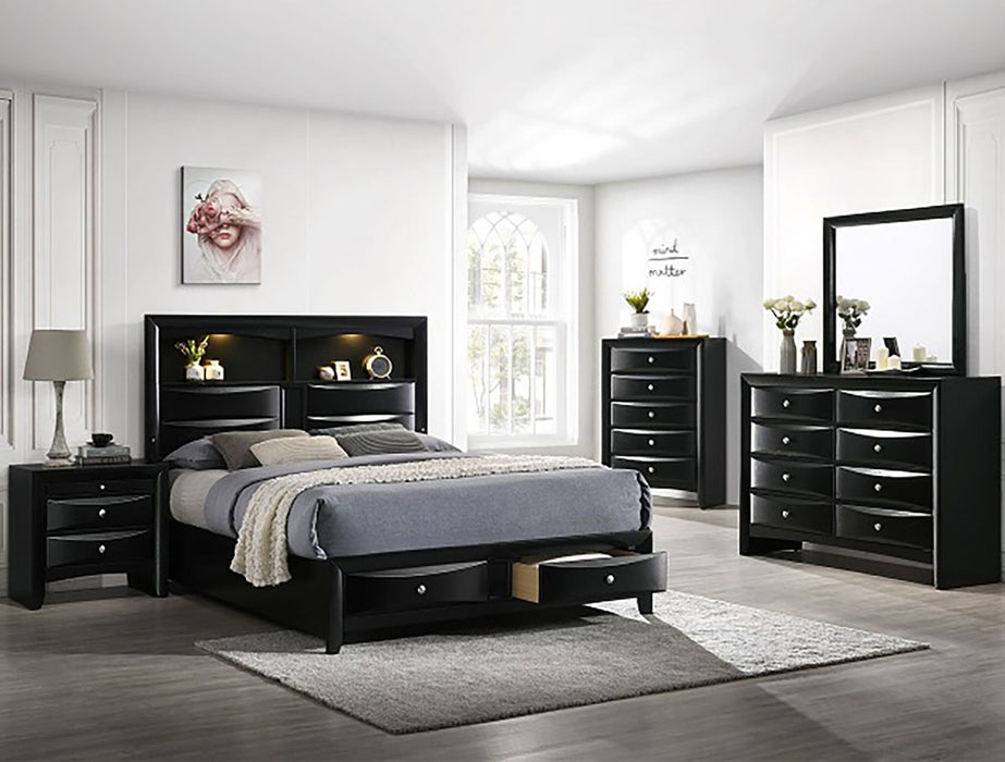 Crown Mark Furniture Fallon Queen Platform Bed with Storage in Black B4288-Q - Vida Furniture (Laredo,TX)