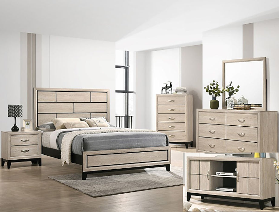 Crown Mark Furniture Akerson 2 Drawer Nightstand in Beige - Vida Furniture (Laredo,TX)