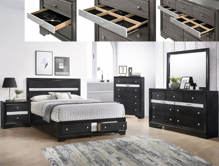 Crown Mark Regata Nightstand in Black - Vida Furniture (Laredo,TX)