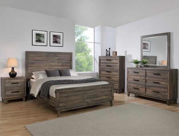 Crown Mark Tacoma King Panel Bed in Brown - Vida Furniture (Laredo,TX)