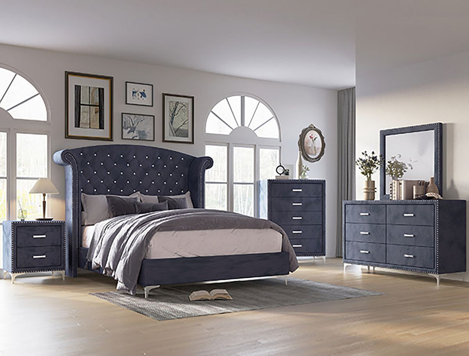 Crown Mark Furniture Lucinda 2 Drawer Nightstand in Gray - Vida Furniture (Laredo,TX)