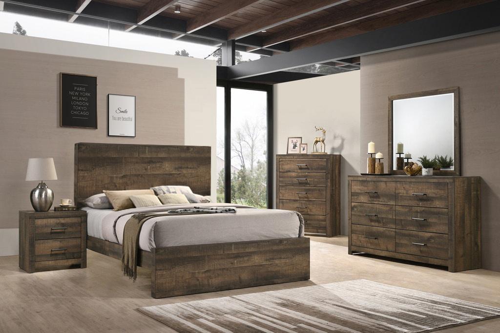 Elements International Bailey King Panel Bed in Warm Walnut BY500KB - Vida Furniture (Laredo,TX)