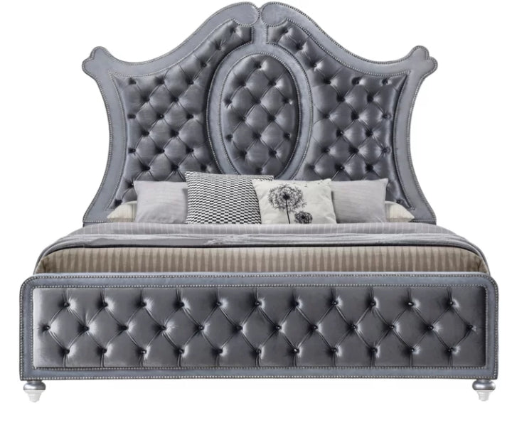 Crown Mark Furniture Voltare King Bed in Dark Grey - Vida Furniture (Laredo,TX)