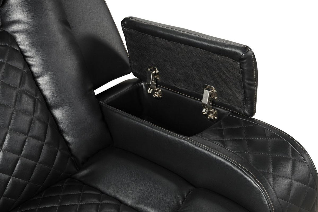 Galaxy Home Benz LED & Power Reclining Loveseat in Black - Vida Furniture (Laredo,TX)