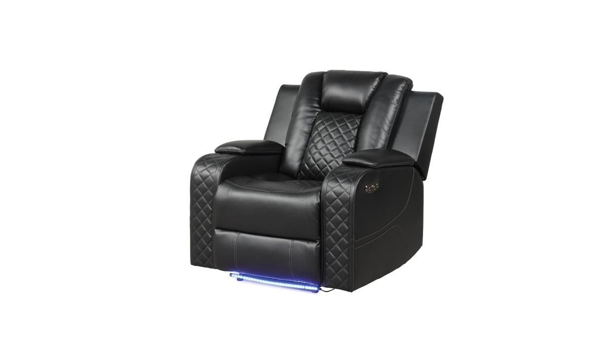 Galaxy Home Benz LED & Power Recliner Chair in Black - Vida Furniture (Laredo,TX)