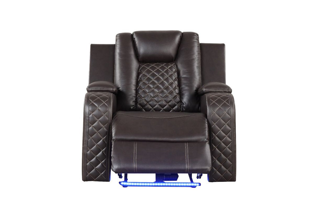 Galaxy Home Benz LED & Power Recliner Chair in Brown - Vida Furniture (Laredo,TX)