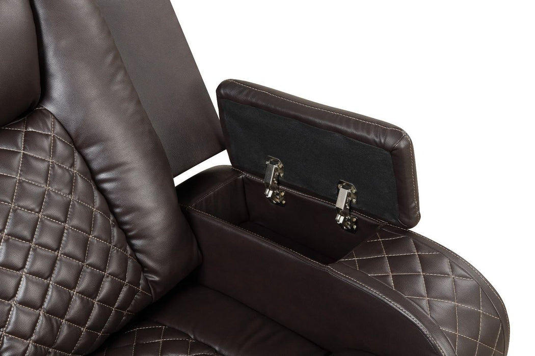 Galaxy Home Benz LED & Power Reclining Loveseat in Brown - Vida Furniture (Laredo,TX)