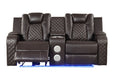 Galaxy Home Benz LED & Power Reclining Loveseat in Brown - Vida Furniture (Laredo,TX)