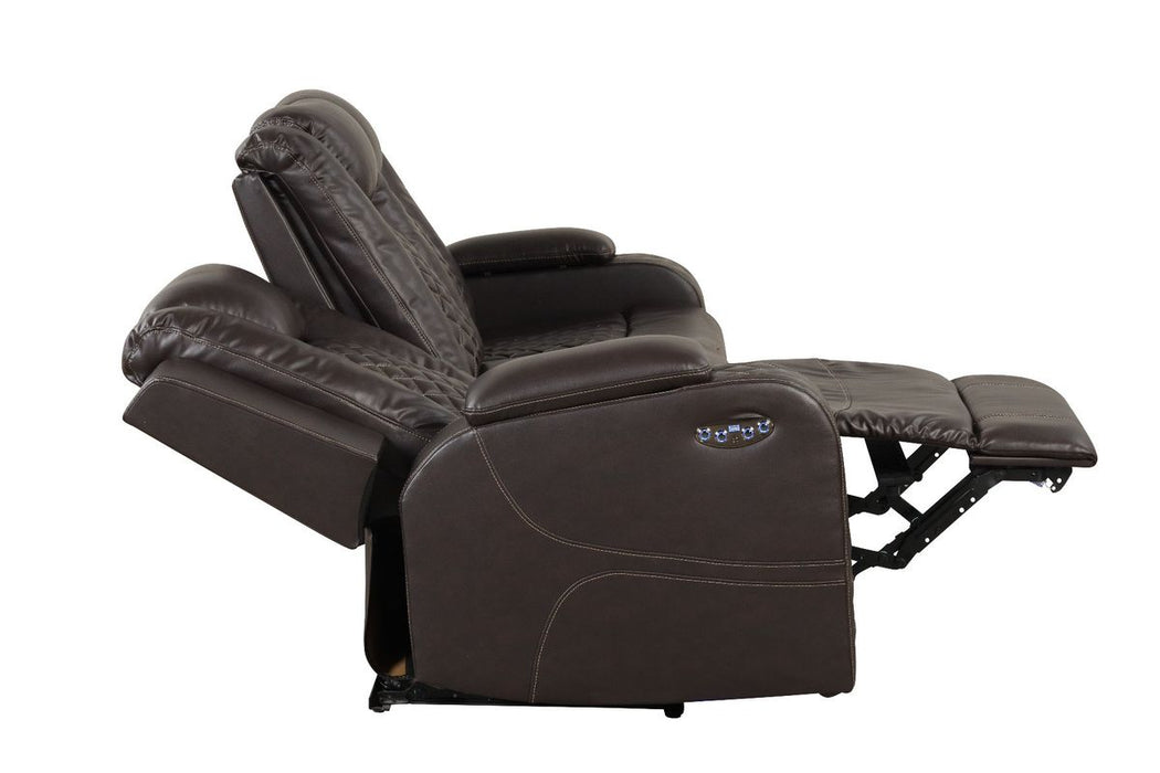 Galaxy Home Benz LED & Power Reclining Sofa in Brown - Vida Furniture (Laredo,TX)