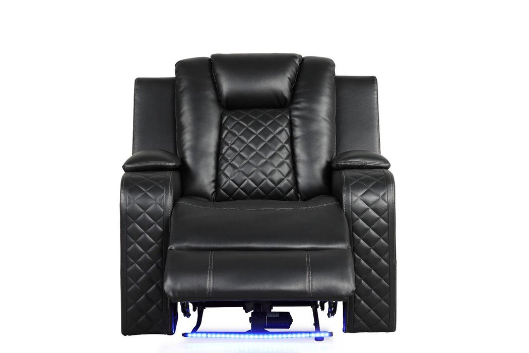 Galaxy Home Benz LED & Power Recliner Chair in Black - Vida Furniture (Laredo,TX)