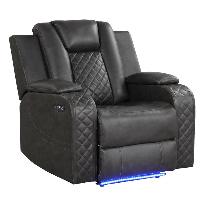 Galaxy Home Benz LED & Power Recliner Chair in Gray - Vida Furniture (Laredo,TX)