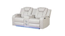 Galaxy Home Benz LED & Power Reclining Loveseat in Ice/ White - Vida Furniture (Laredo,TX)