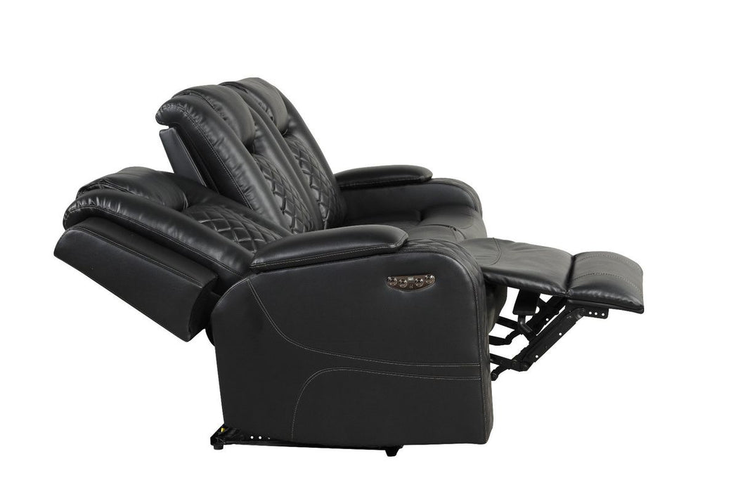 Galaxy Home Benz LED & Power Reclining Sofa in Black - Vida Furniture (Laredo,TX)