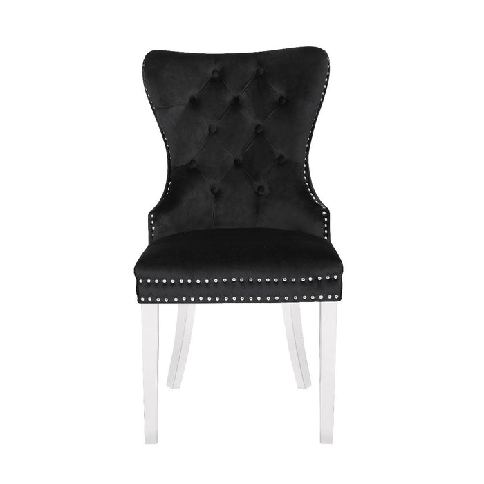 Galaxy Home Erica Stainless Steel Legs Dining Chair (Set of 2) in Black - Vida Furniture (Laredo,TX)