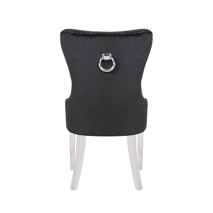 Galaxy Home Erica Stainless Steel Legs Dining Chair (Set of 2) in Black - Vida Furniture (Laredo,TX)