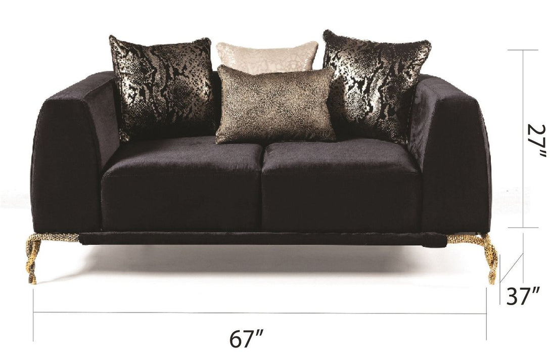 Galaxy Home Majesty Loveseat in Black - Vida Furniture (Laredo,TX)