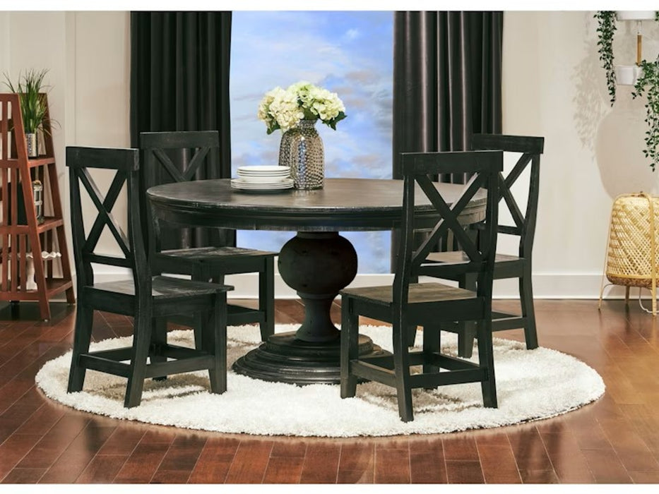 Elements International Britton Wooden Side Chair (Set of 2) in Charcoal - Vida Furniture (Laredo,TX)