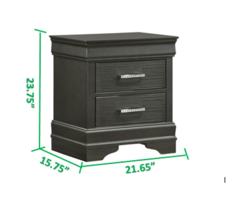 Galaxy Home Brooklyn Nightstand in Gray - Vida Furniture (Laredo,TX)