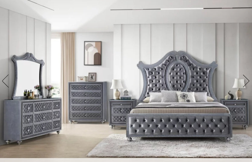Crown Mark Furniture Voltare Queen Bed in Dark Grey - Vida Furniture (Laredo,TX)