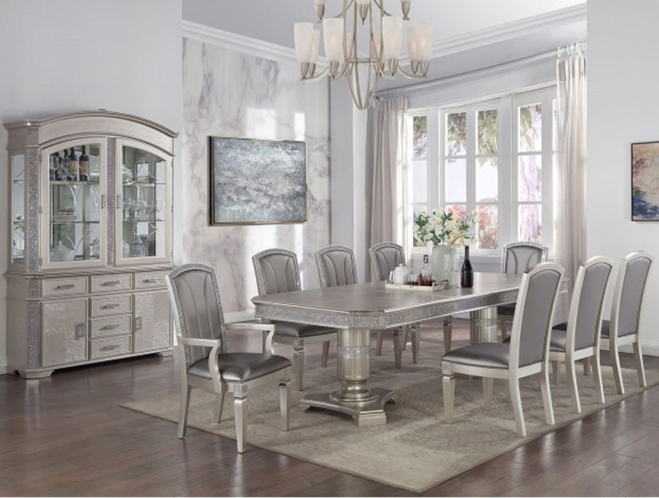 Crown Mark Klina Glam Dining Arm Chair in Light Gray (Set of 2) - Vida Furniture (Laredo,TX)