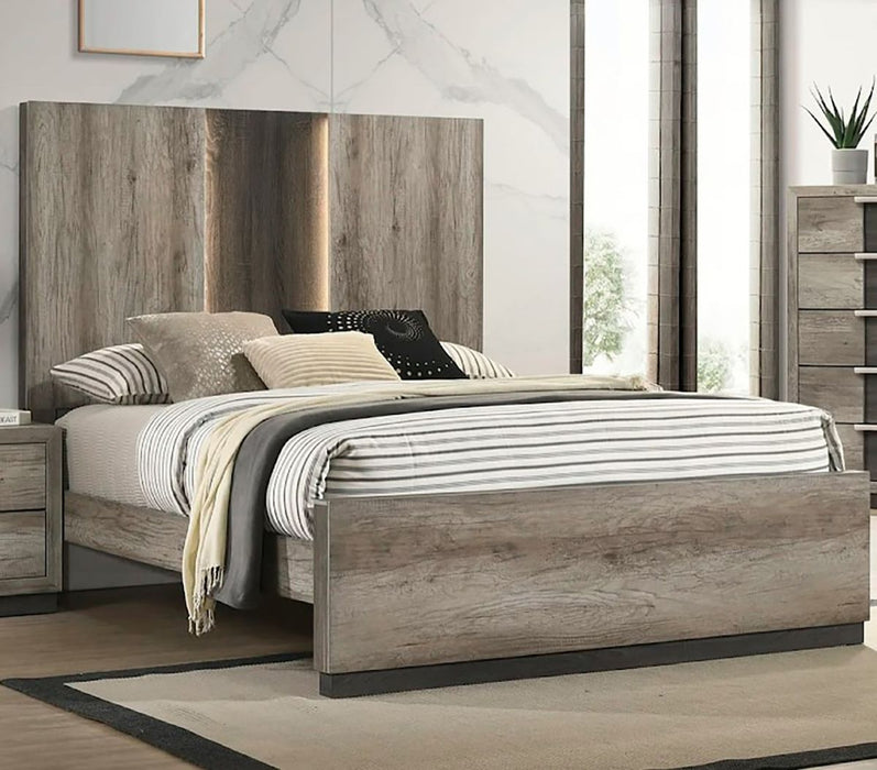 Crown Mark Furniture Rangley King Panel Bed in Brown B6830-K - Vida Furniture (Laredo,TX)