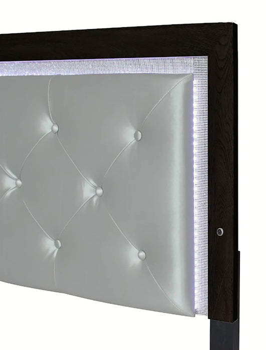 Crown Mark Furniture Jaylen King Upholstered Panel Bed in Black - Vida Furniture (Laredo,TX)
