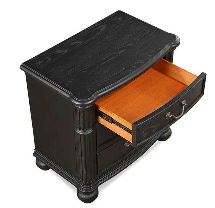 Crown Mark Furniture Kingsbury 3 Drawer Nightstand in Black - Vida Furniture (Laredo,TX)