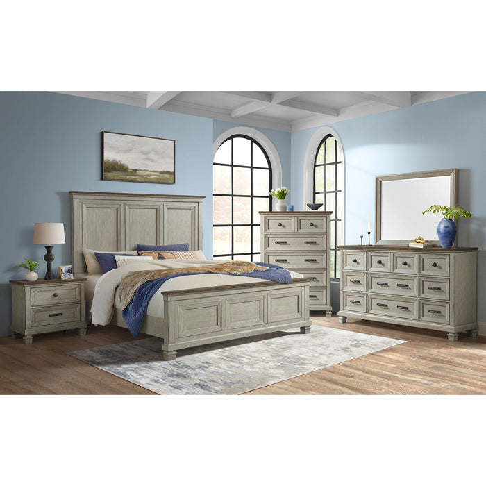 Farmington 9-Drawer Dresser in Medium Brown and Washed Stone