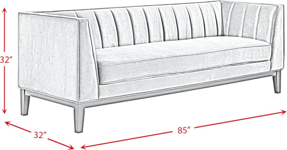 Elements International Calais Sofa in Light Grey - Vida Furniture (Laredo,TX)