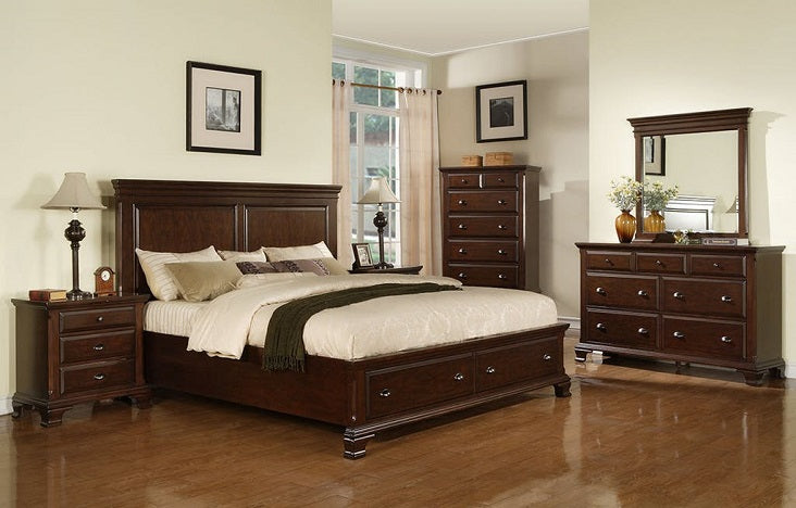 Elements International Canton Cherry Mirror in Dark Wood - Vida Furniture (Laredo,TX)