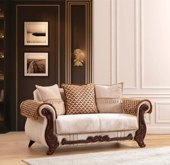 Galaxy Home Carmen Loveseat in Beige - Vida Furniture (Laredo,TX)