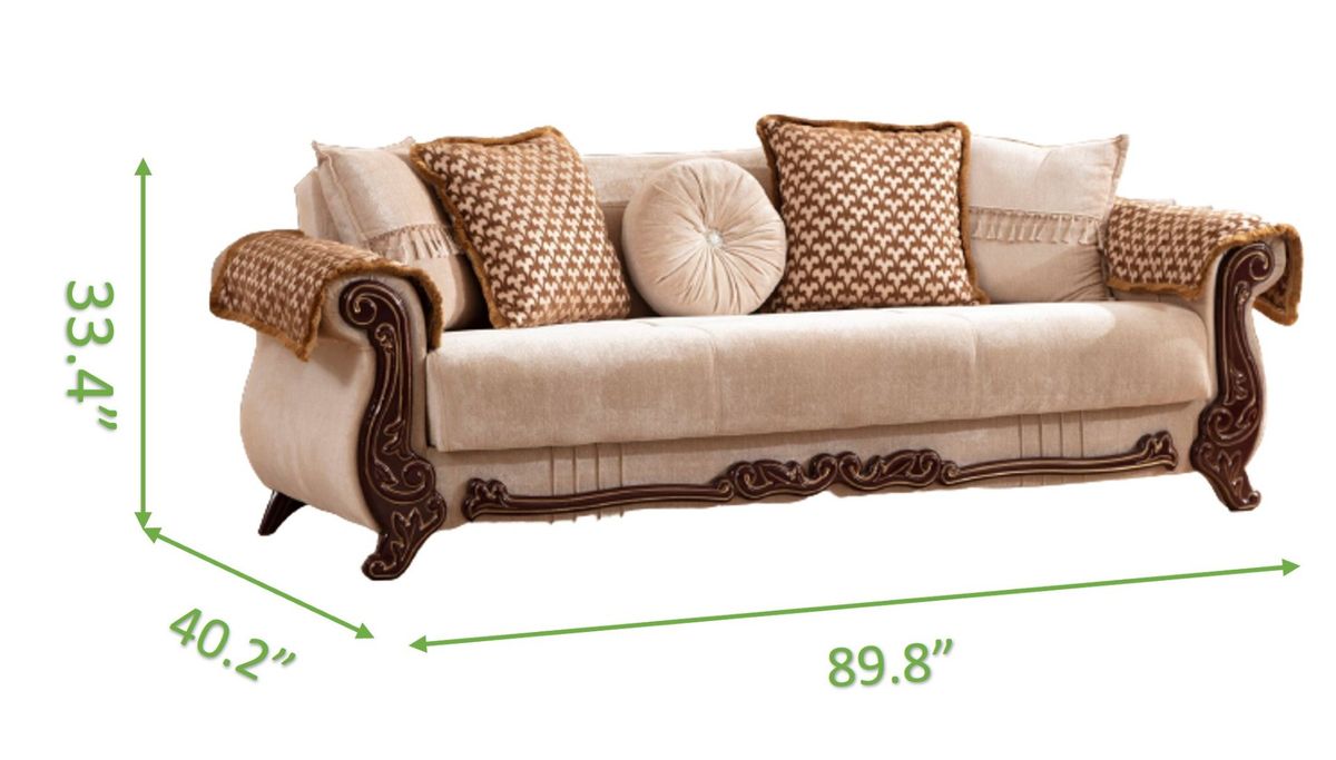 Galaxy Home Carmen Sleeper Sofa in Beige - Vida Furniture (Laredo,TX)