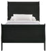 Elements International Louis Philippe Twin Panel Bed in Black - Vida Furniture (Laredo,TX)