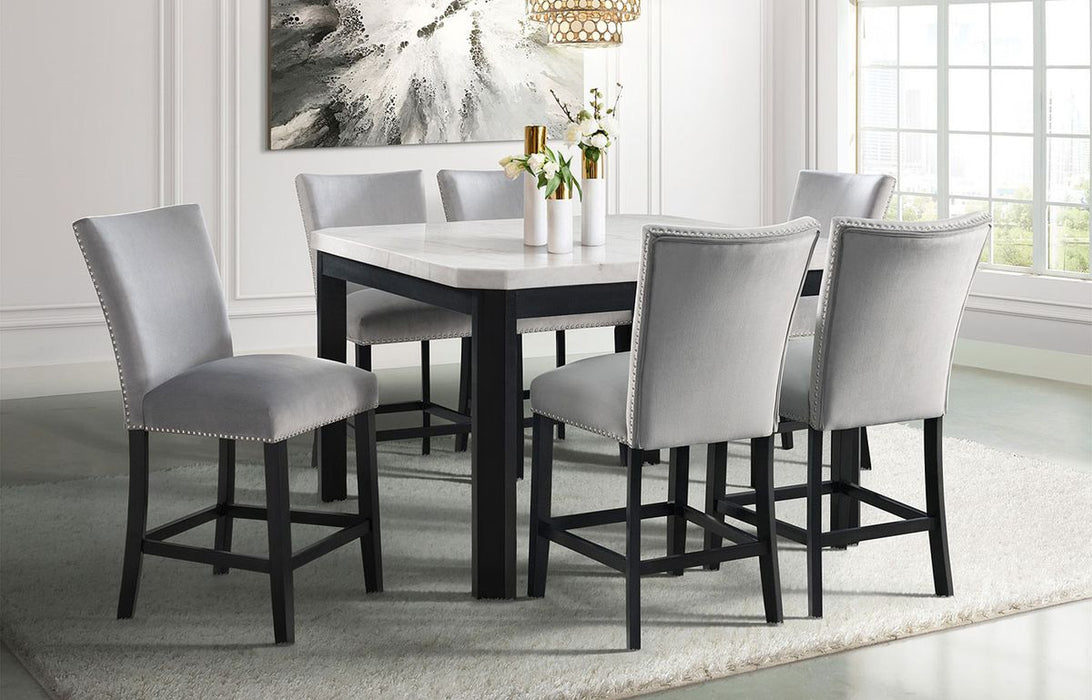 Elements International Francesca Counter Height Dining Table in White and Black - Vida Furniture (Laredo,TX)