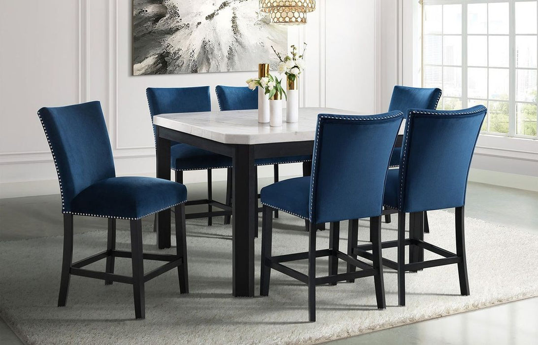 Elements International Francesca Counter Height Dining Table in White and Black - Vida Furniture (Laredo,TX)