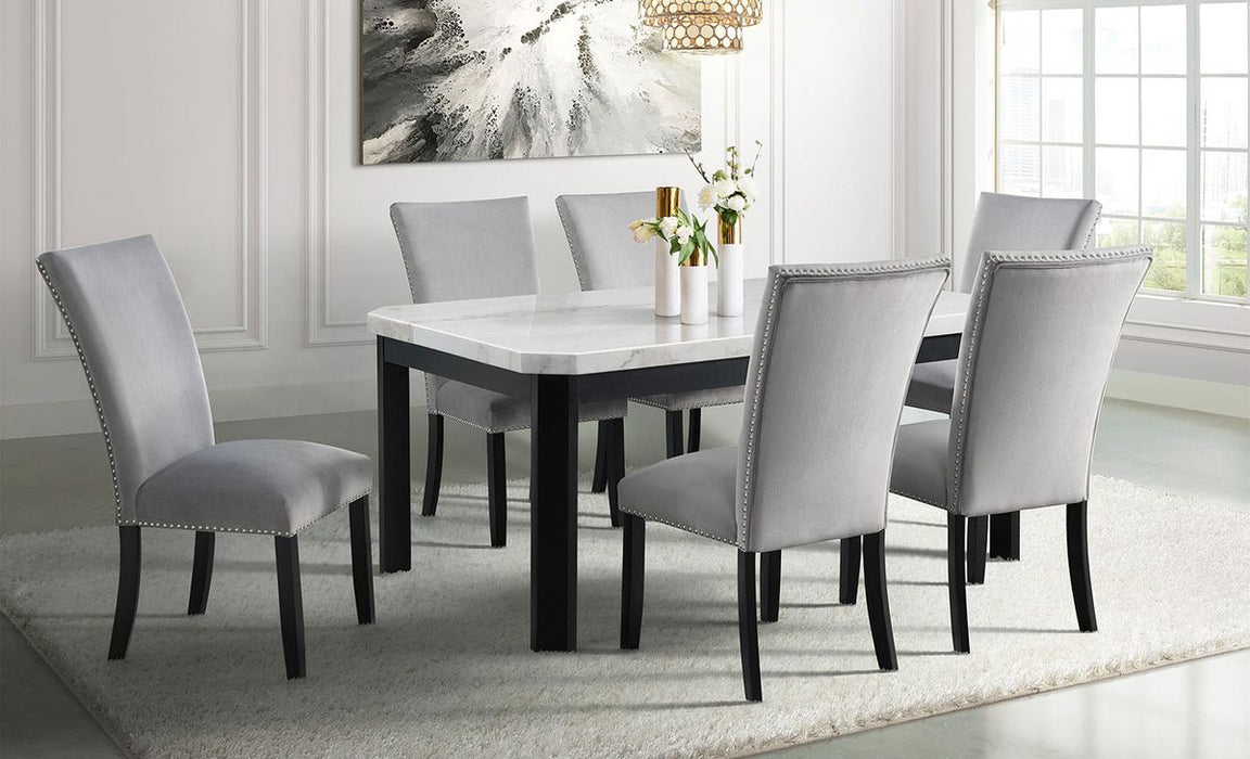 Elements International Francesca Rectangular Dining Table in White and Black - Vida Furniture (Laredo,TX)