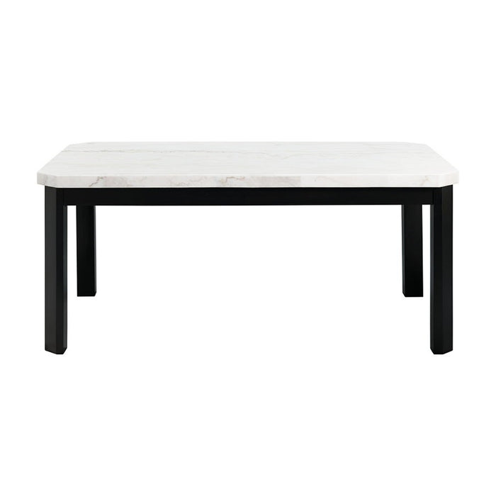 Elements International Francesca Rectangular Dining Table in White and Black - Vida Furniture (Laredo,TX)