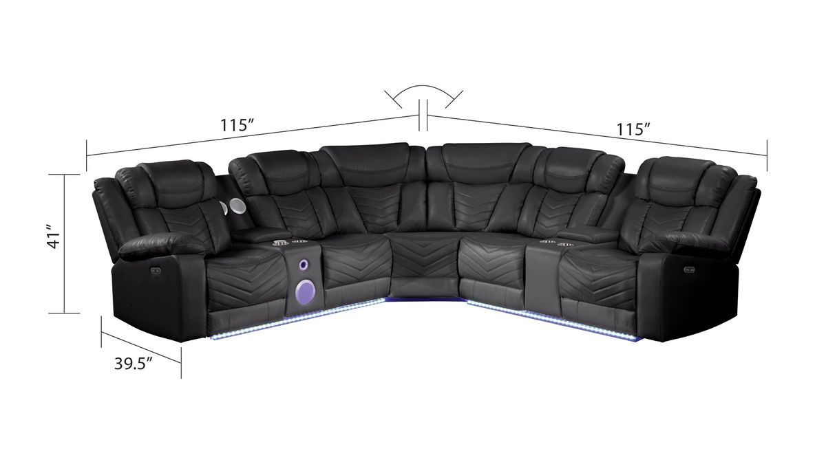 Galaxy Home Challenger Reversible Sectional Black - Vida Furniture (Laredo,TX)