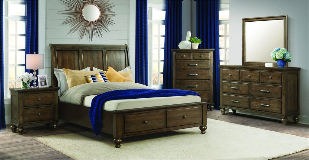 Elements International Chatham King Storage Bed in Warm Gray - Vida Furniture (Laredo,TX)