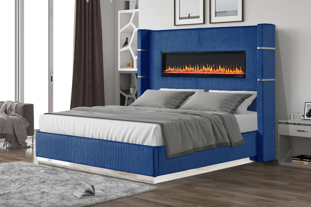 Galaxy Home Lizelle Queen Bed in with Ambient Lighting in Blue - Vida Furniture (Laredo,TX)
