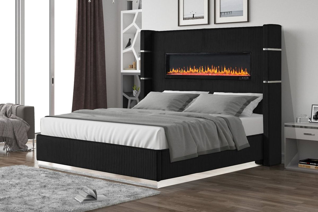 Galaxy Home Lizelle King Bed in with Ambient Lighting in Black - Vida Furniture (Laredo,TX)